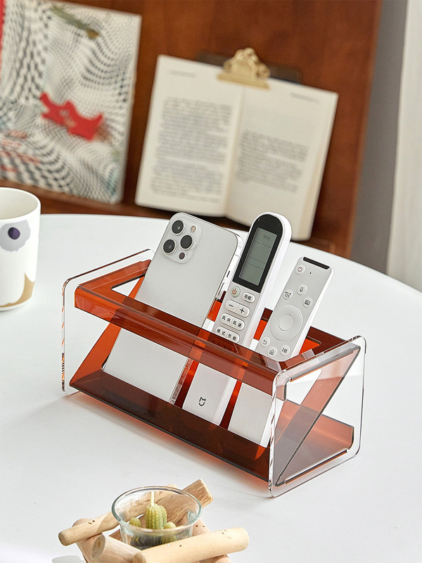 Light luxury desk organizer acrylic table remote control storage holder creative multi-functional desktop shelf