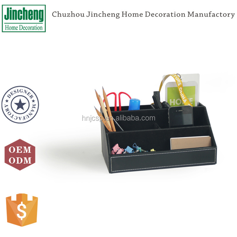 PU faux leather desk business card holder pen holder