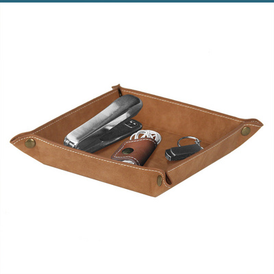 Collapsable Leather Valet Tray Unfolds Flat Catchall Storage Trays Tray jewelry Key Coin Change Phone