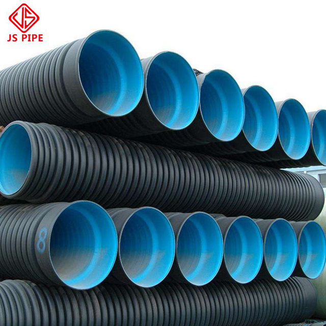 JS SN4 SN8 SN16 18 inch HDPE double wall corrugated PE drainage pipe dwc hdpe plastic culvert pipe