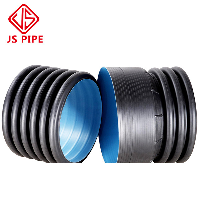 JS SN4 SN8 SN16 18 inch HDPE double wall corrugated PE drainage pipe dwc hdpe plastic culvert pipe