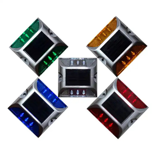 New LED Solar Traffic Warning Lamp Reflective Aluminum Blinking Light Roadway Safety Flashing Road Stud