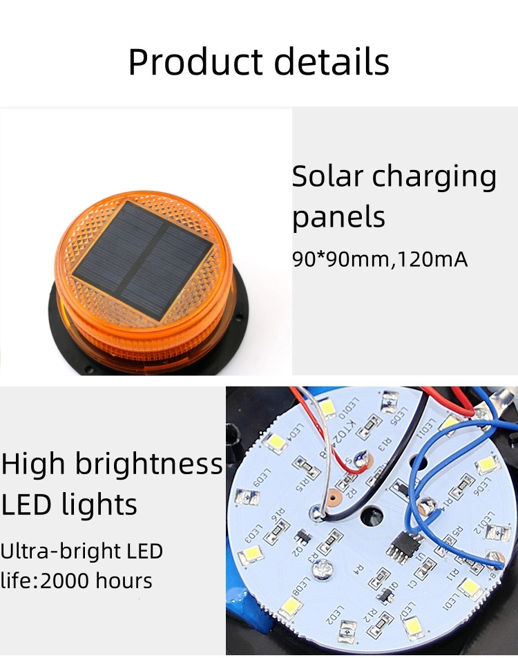 Emergency LED Strobe Warning Light Roadway Safety Flashing Solar Traffic Lamp Magnetic Car Vehicle Solar Amber Flashing Light