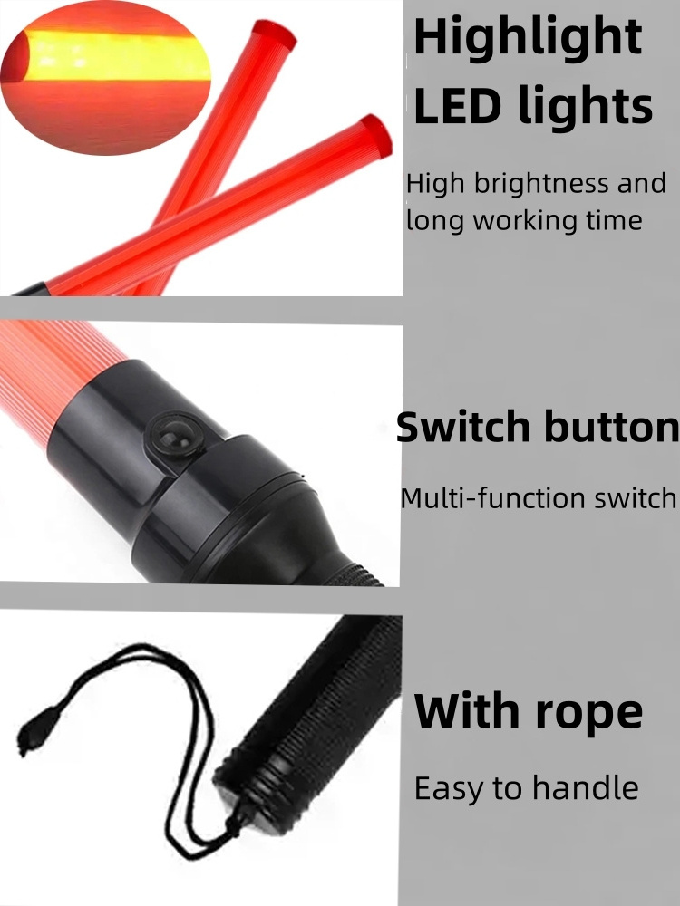 54cm Length LED Warning Lamp Traffic Signal Baton Handheld Plastic Led Flashing Light Flashing Guide Wand