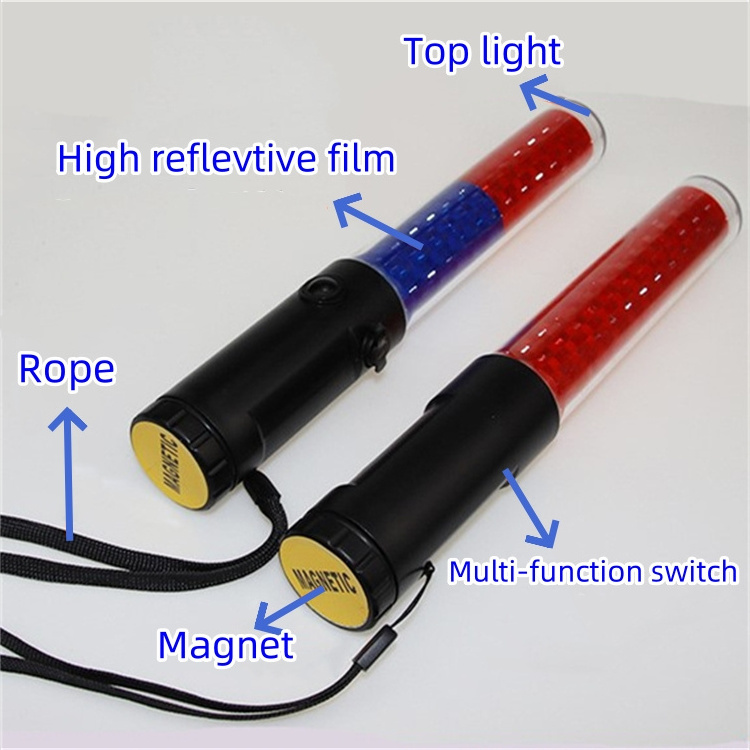 Waterproof Red Green Flashing LED Traffic Wand Security Baton LED Warning Light Roadway Safety Lamp