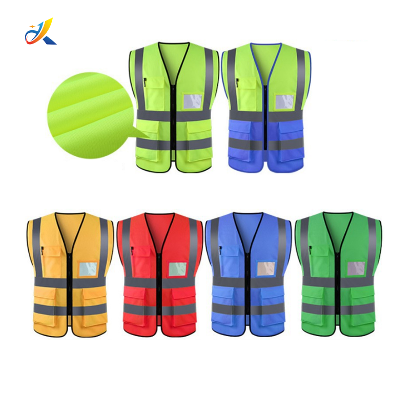 High visibility construction clothing customized hi vis sleeveless vest road safety reflective work vest