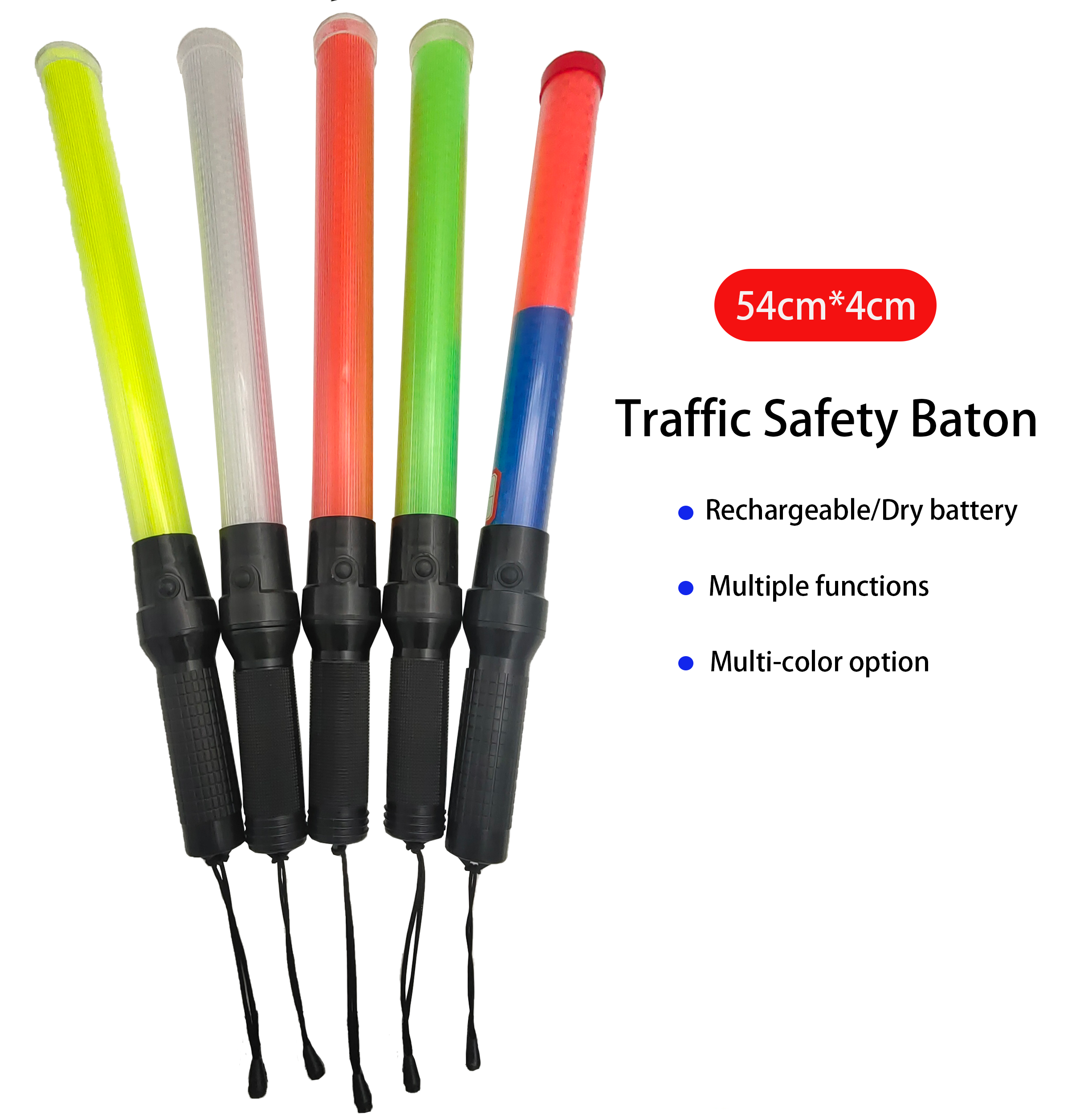 54cm High Brightness Waterproof Portable Led Traffic Wand Traffic Baton