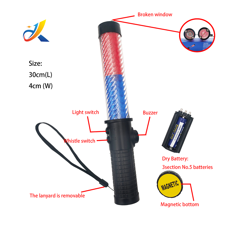 Roadway safety warning stick flash rechargeable alarm whistle traffic baton