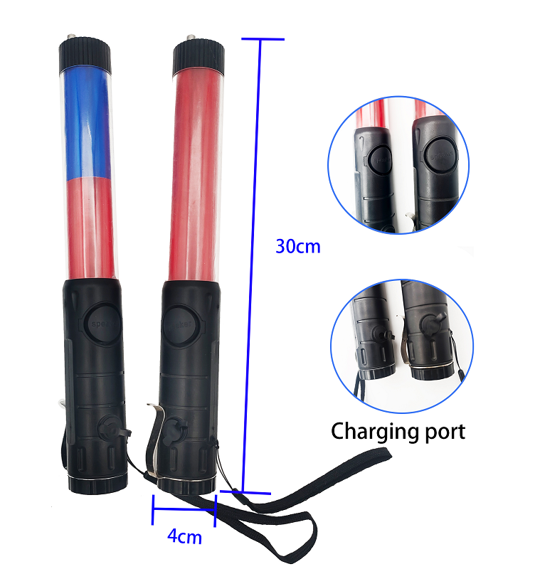 Roadway safety warning stick flash rechargeable alarm whistle traffic baton