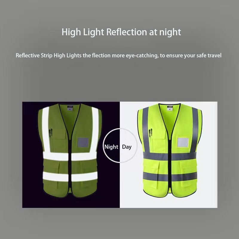 High visibility construction clothing customized hi vis sleeveless vest road safety reflective work vest