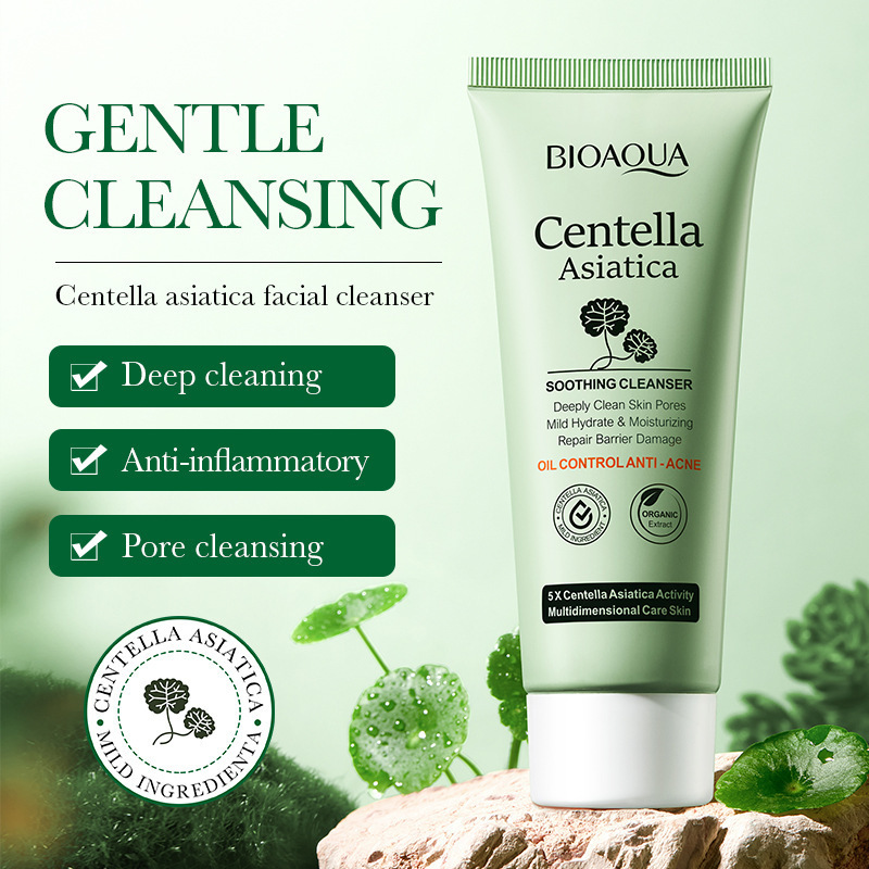 BIOAOUA Deep Facial cleanser  Centella facial cleanser 100g  Refreshing oil control and shrinking pores