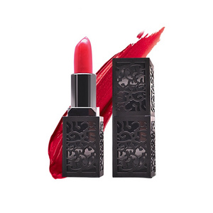 Black tube hollowed out carved lipstick not stick cups hold makeup mirror matte  retro Chinese style lipstick