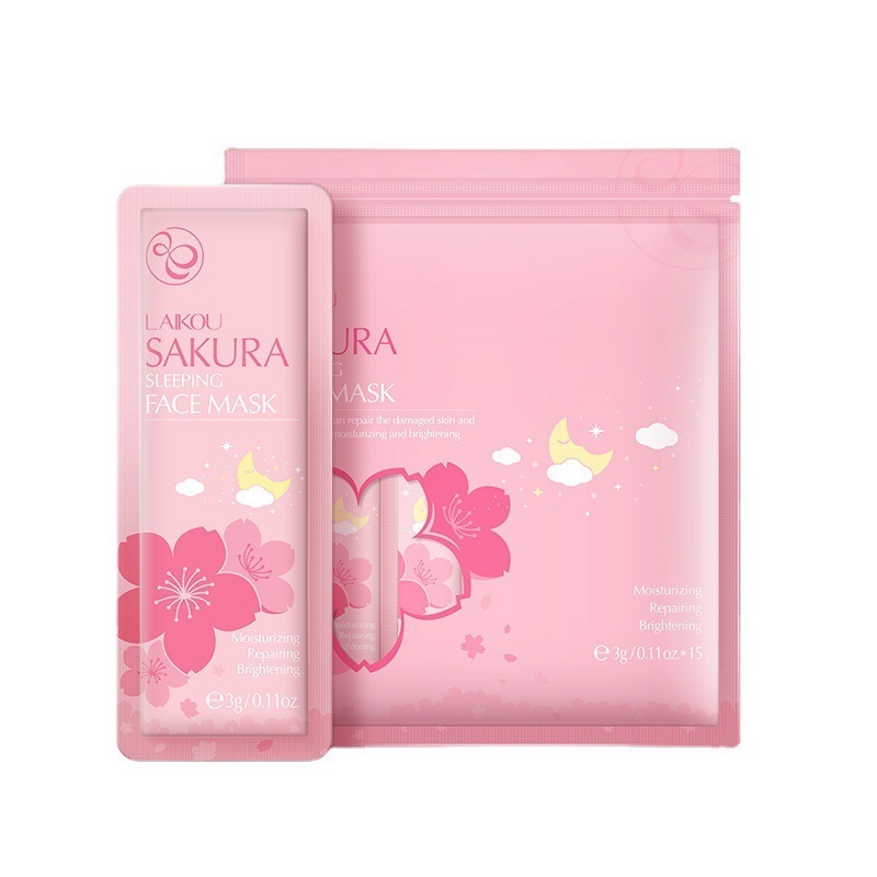 Laikou 3g*15 Pieces/bag Whitening Repair Deep Moisturizing Brightening Sakura Matcha Seaweed Sleeping Facial Mask