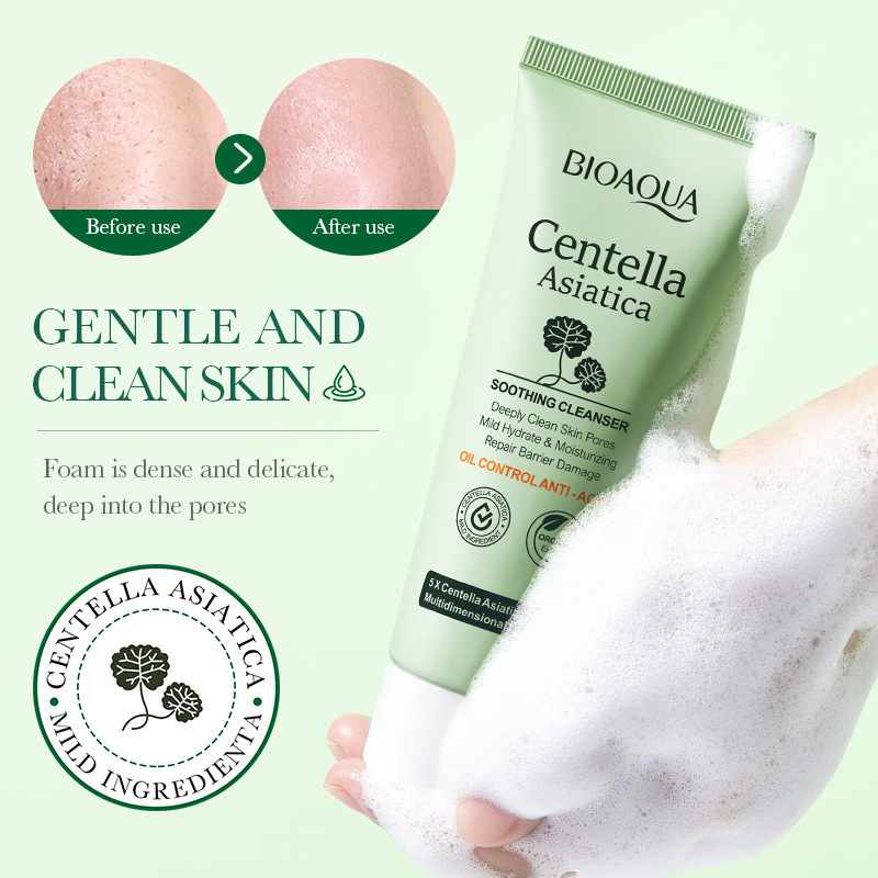 BIOAOUA Deep Facial cleanser  Centella facial cleanser 100g  Refreshing oil control and shrinking pores