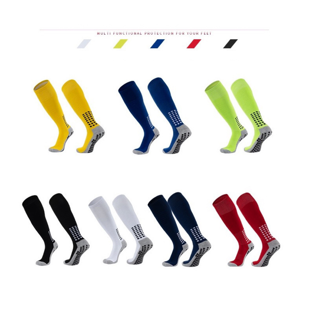 Wholesale Children Football Soccer Silicone Grip Long Custom Logo Anti Slip Socks For Kids