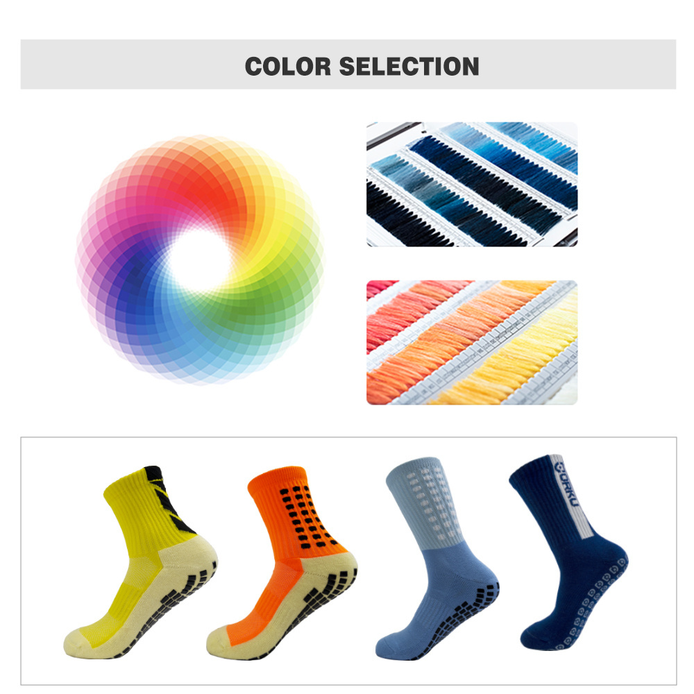 Jisen Quality Men Women Outdoor Anti-Slip Sport Grip Soccer Football Custom Socks