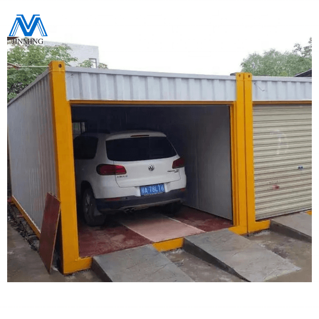 Prefab Steel Structure low cost Portable Modular container Car garage with roller shutter door Storage prefab warehouse