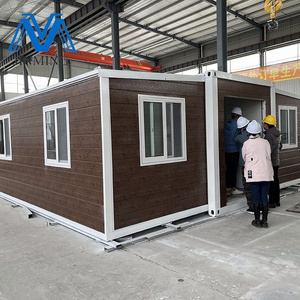 Wooden color luxury prefab home relocatable tiny house 20ft expandable container house homes for villa