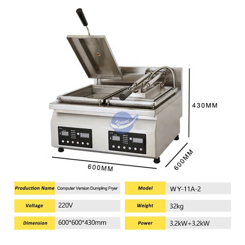 Commercial Electric Gas Automatic Samosa Empanada Baozi Potsticker Fryer Gyoza Frying Pan Fried Dumpling Cooking Machine