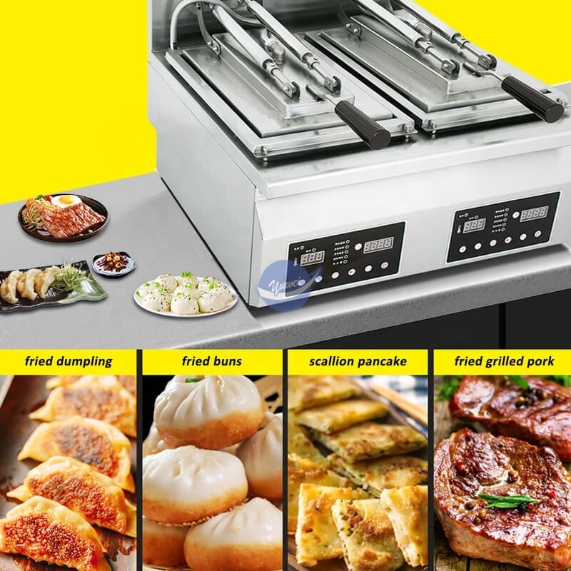 Commercial Electric Gas Automatic Samosa Empanada Baozi Potsticker Fryer Gyoza Frying Pan Fried Dumpling Cooking Machine