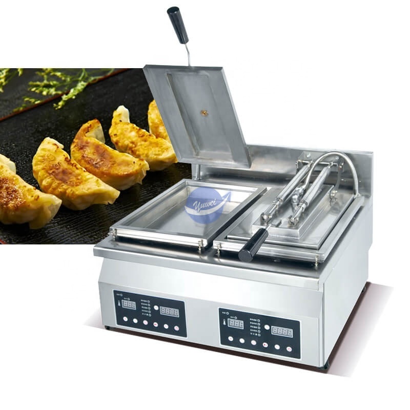 Commercial Electric Automatic Samosa Empanada Baozi Potsticker Fryer Gyoza Frying Pan Fried Dumpling Wonton Cooking Machine