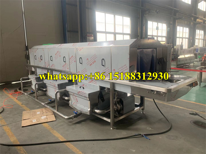 Factory Price Plastic Box Tunnel Washing Machine/Plastic Bin Container high spray Cleaning Machine/Food tray tunnel washer