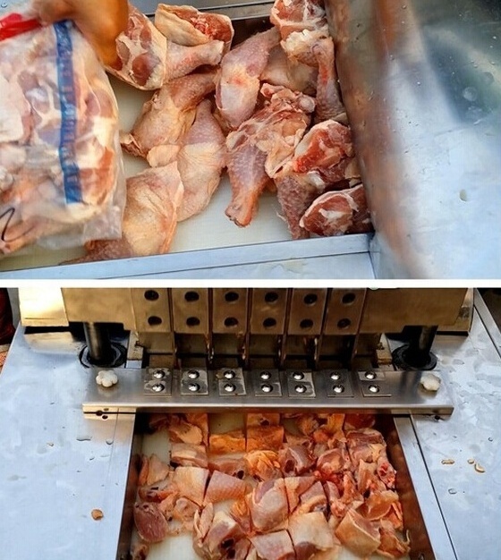 Whole fresh chicken meat chop cutting machine  Lamb leg mutton meat cube cutter chopper