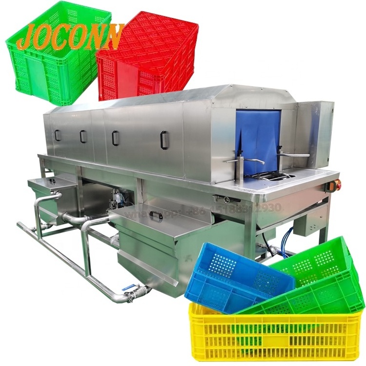 Factory Price Plastic Box Tunnel Washing Machine/Plastic Bin Container high spray Cleaning Machine/Food tray tunnel washer