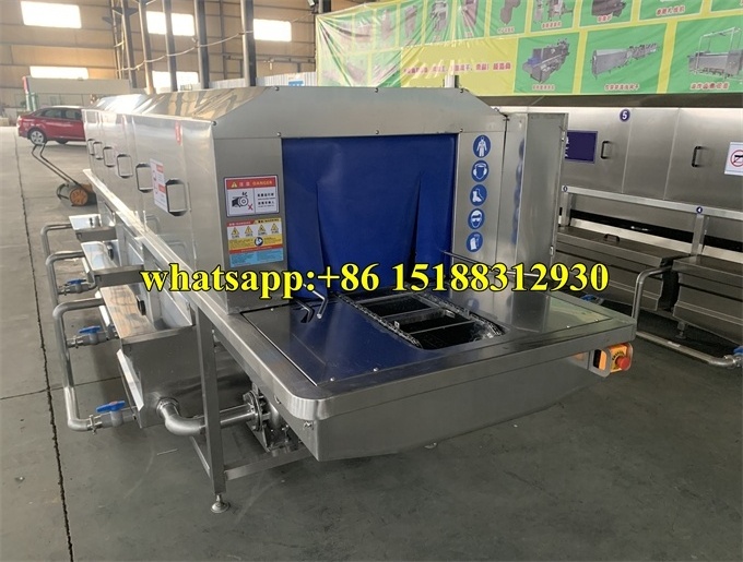 Factory Price Plastic Box Tunnel Washing Machine/Plastic Bin Container high spray Cleaning Machine/Food tray tunnel washer