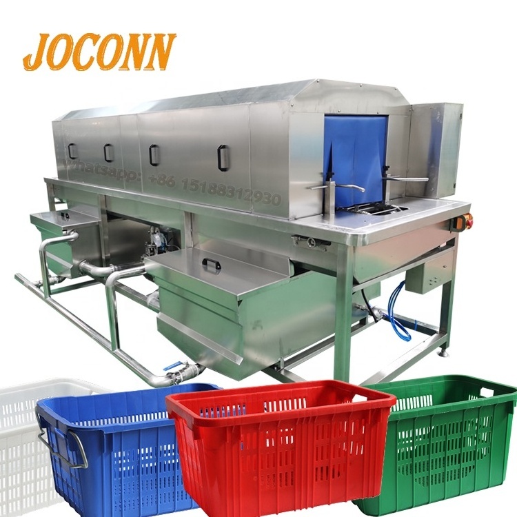 Factory Price Plastic Box Tunnel Washing Machine/Plastic Bin Container high spray Cleaning Machine/Food tray tunnel washer