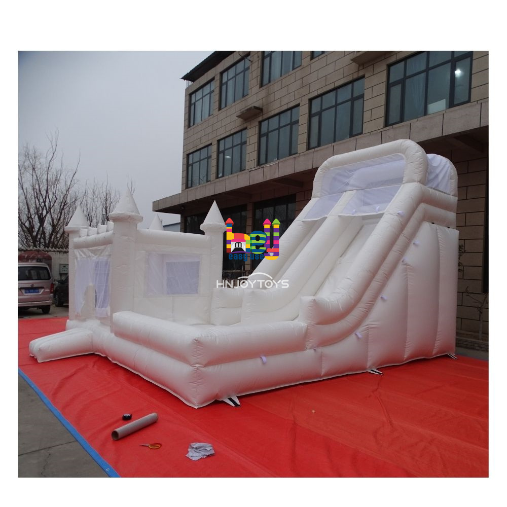 Commercial Wet Dry Bouncer Slide Combo White Bounce House with Ball Pit Inflatable Castle Water Slide Pool