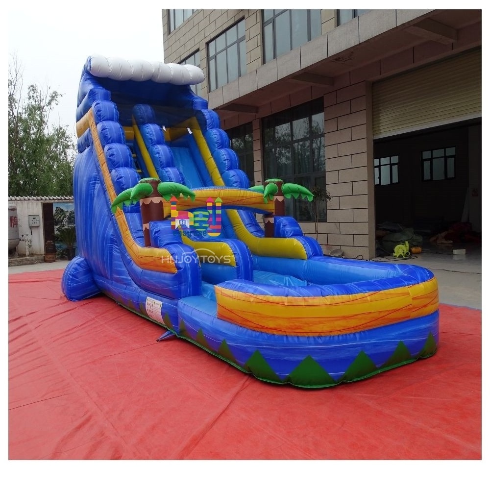 Cheap Big 20ft Palm Tree Adult Kids Commercial Inflatable Water Slide With Pool