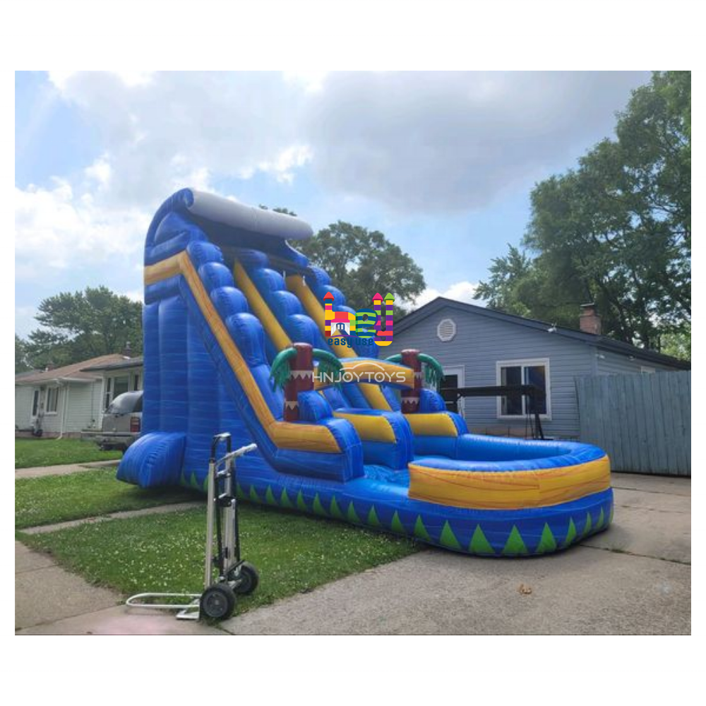 Cheap Big 20ft Palm Tree Adult Kids Commercial Inflatable Water Slide With Pool