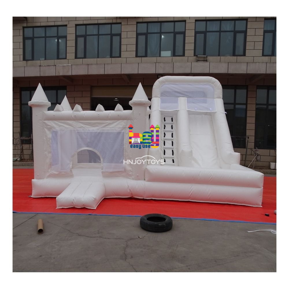 Commercial Wet Dry Bouncer Slide Combo White Bounce House with Ball Pit Inflatable Castle Water Slide Pool