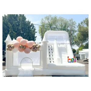 Commercial Wet Dry Bouncer Slide Combo White Bounce House with Ball Pit Inflatable Castle Water Slide Pool