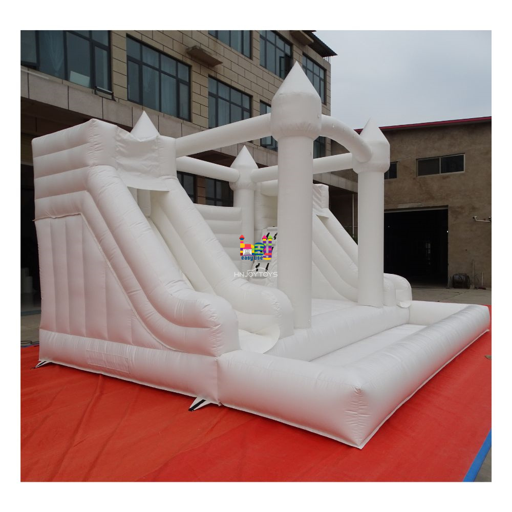 Commercial Wet Dry Bouncer Slide Combo White Bounce House with Ball Pit Inflatable Castle Water Slide Pool