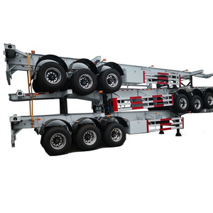 60tons 40ft 20ft container transport 3 axles skeleton semi trailer truck