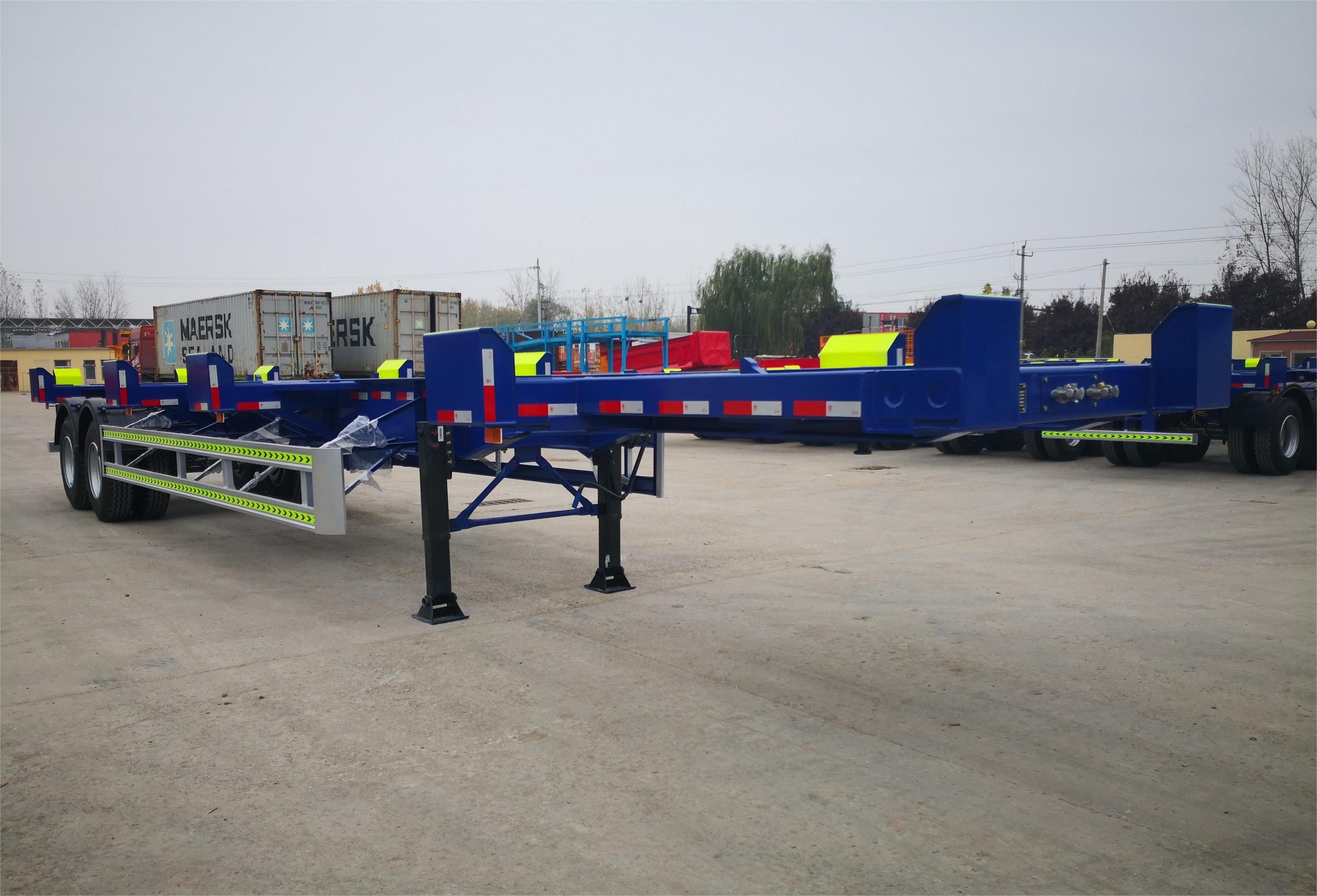 2 axis 50ton dock skeleton semi-trailer wharf skeleton semi-trailer for 40 FT container