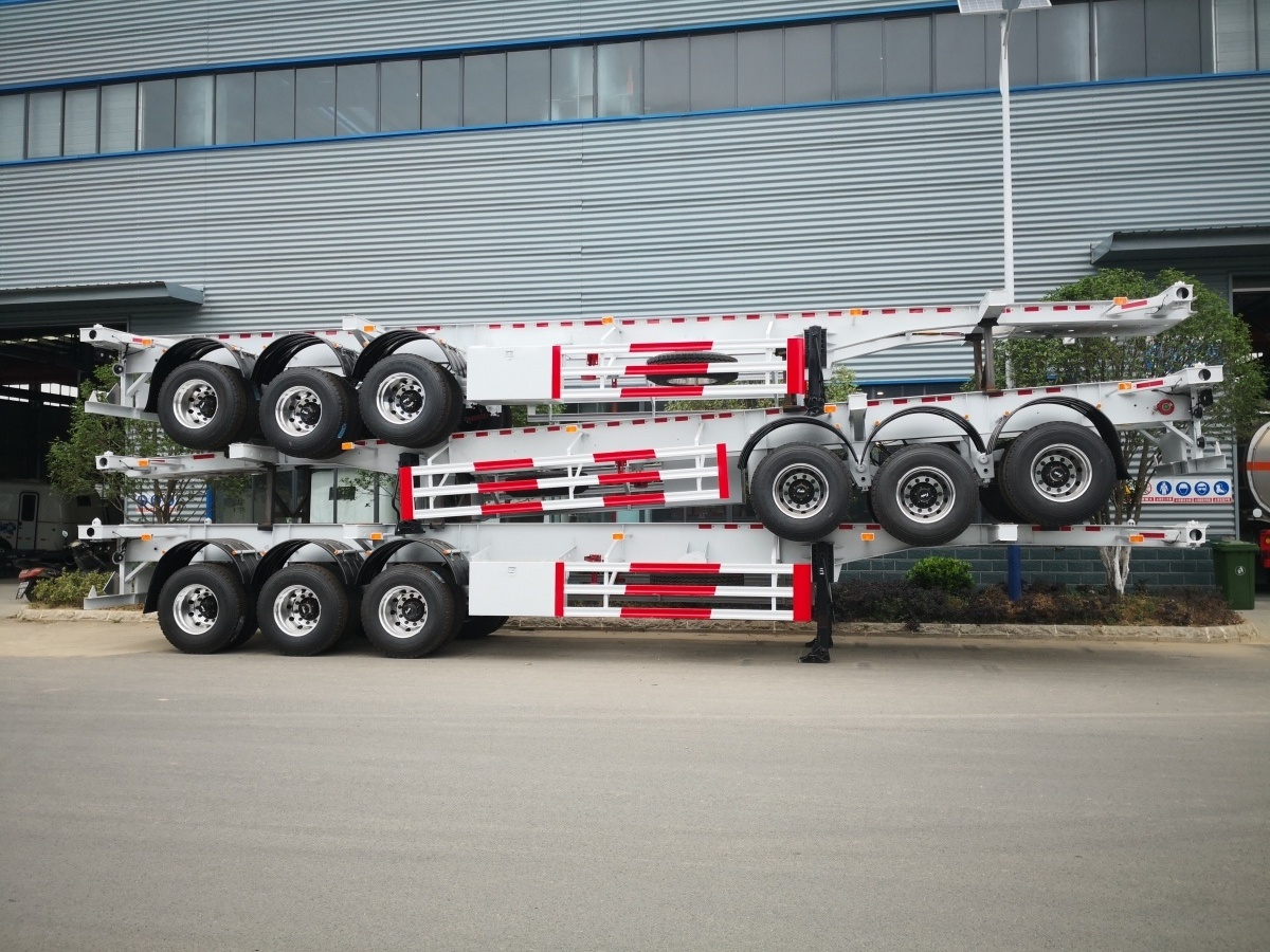 60tons 40ft 20ft container transport 3 axles skeleton semi trailer truck