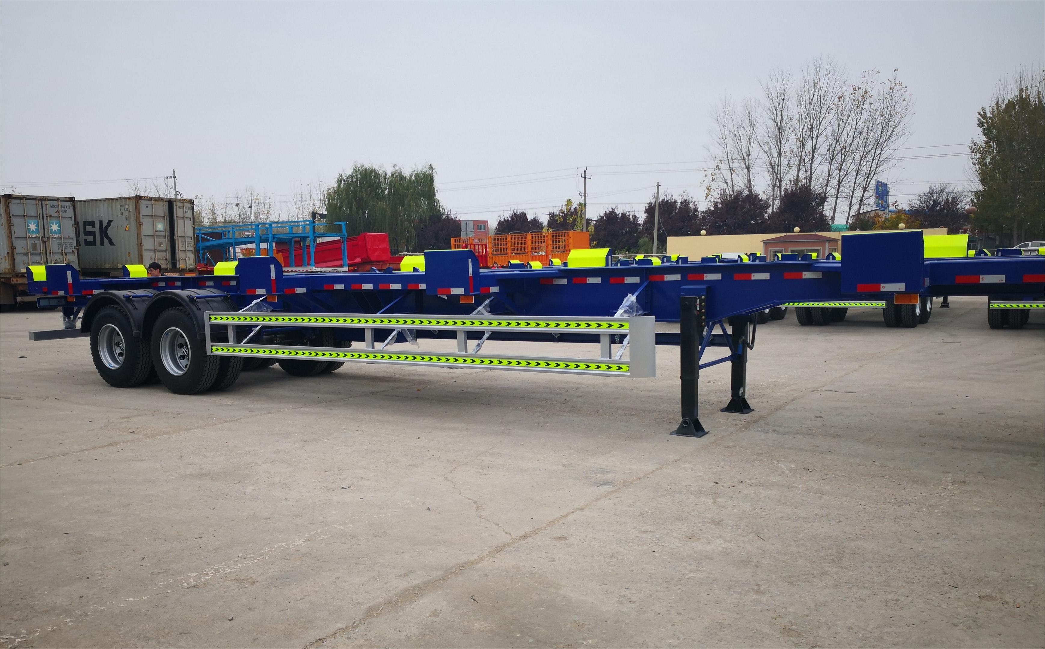 2 axis 50ton dock skeleton semi-trailer wharf skeleton semi-trailer for 40 FT container