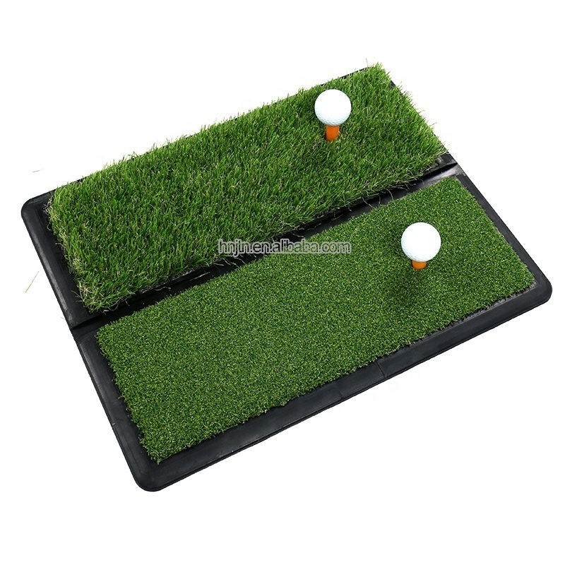 Factory Supply 2 in 1 rubber base thick golf mat golf practice mat golf swing training hitting mat practice