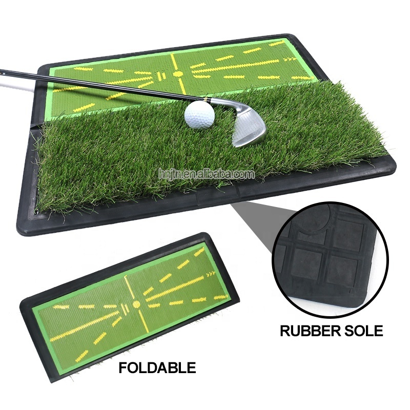 Factory Supply 2 in 1 rubber base thick golf mat golf practice mat golf swing training hitting mat practice