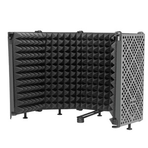 Foldable Studio Microphone Shield 5 Panel Adjustable Microphone Shield Isolation Reflection Filter Vocal Booth for Recording