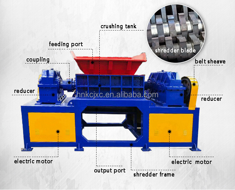 Factory direct sales New Style Waste garbage scrap metal shredder Tires Plastic Double Shaft Shredder machine