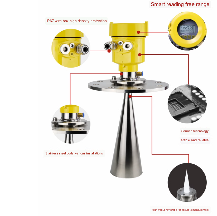 Flange thread Connection Solid Particles Radar Level Transmitter Powder Radar Level Meter