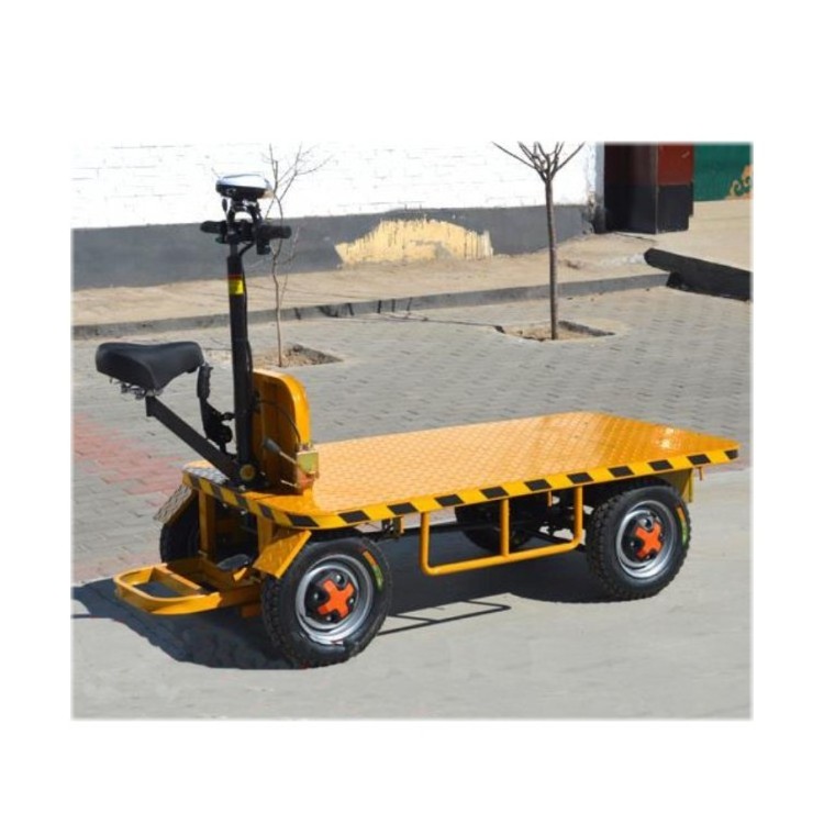 Electric Pallet Transport Flat Truck Trolley Cart Electric Construction Site Workshop Pull Truck Automatic Flatbed Trolley