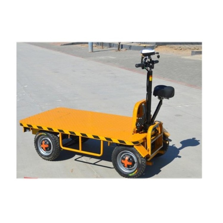 Electric Pallet Transport Flat Truck Trolley Cart Electric Construction Site Workshop Pull Truck Automatic Flatbed Trolley