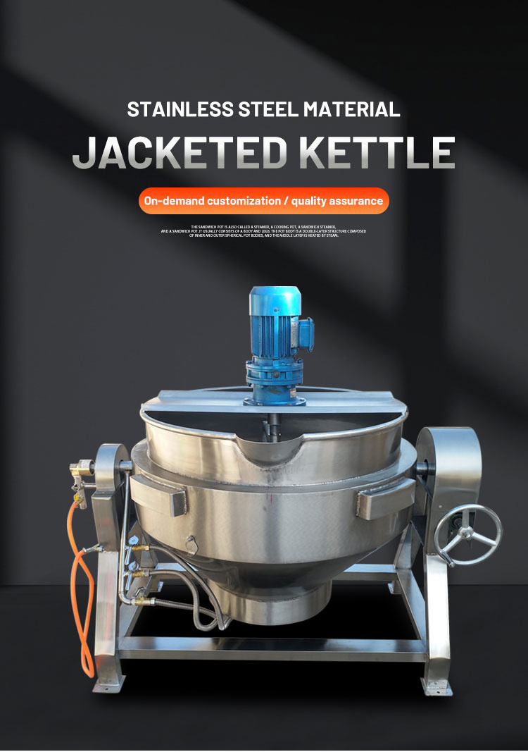 new product ideas 2024 Commercial Cooking Pot Gas Heating Jacketed Kettle Automatic Sauce Cooking Pot With Planetary Mixer