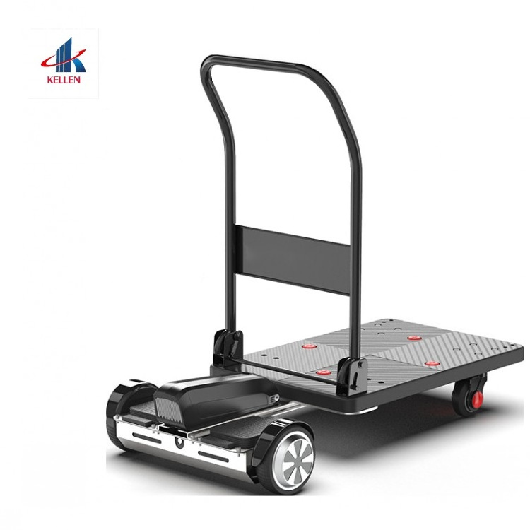 Electric Trolley Heavy duty Platform hand truck flat plastic cart trolley 300kg 4-wheel folding cart