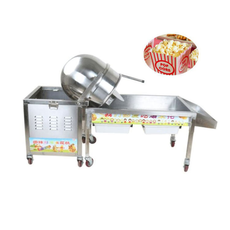 Stainless Steel Caramel Popcorn Machine Industrial Popcorn Making Machine with trolley